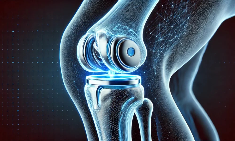 Knee replacement surgery relieves chronic pain by replacing damaged joint surfaces with artificial implants.