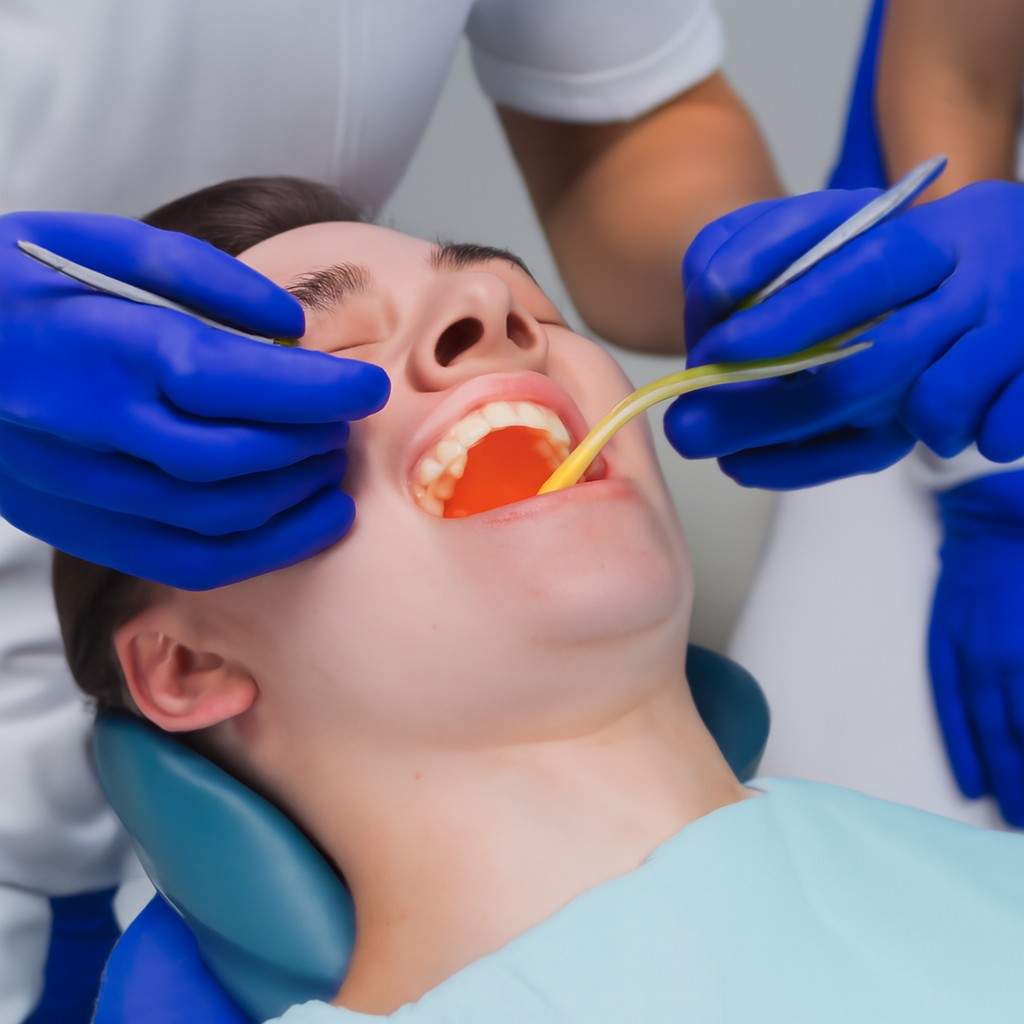 Dentist filling a cavity in a patient's tooth. How Long Does It Take to Fill a Cavity?